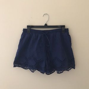 Navy crochet shorts